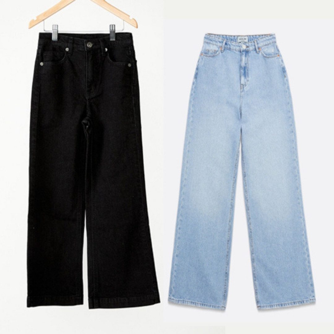 Women denim Plain wide leg pack of 2 Jeans