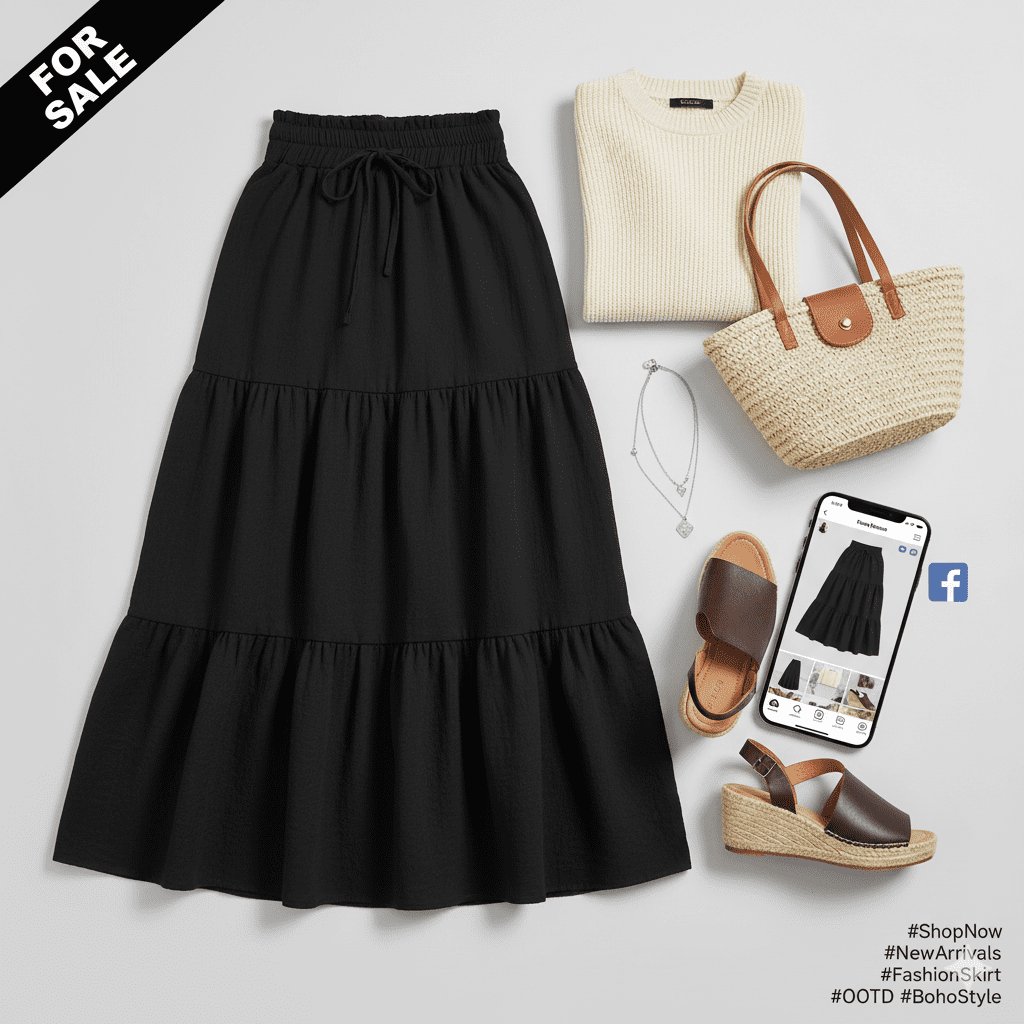 Classic Chic High-Waist Skirts” black color