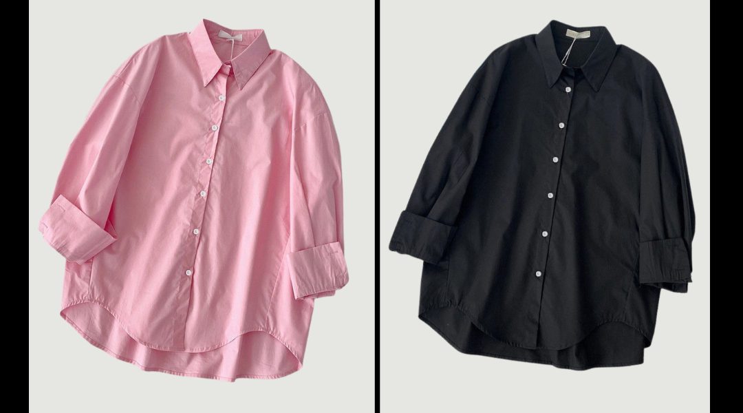 Pack of 2 – Women Button Down Shirts black pink