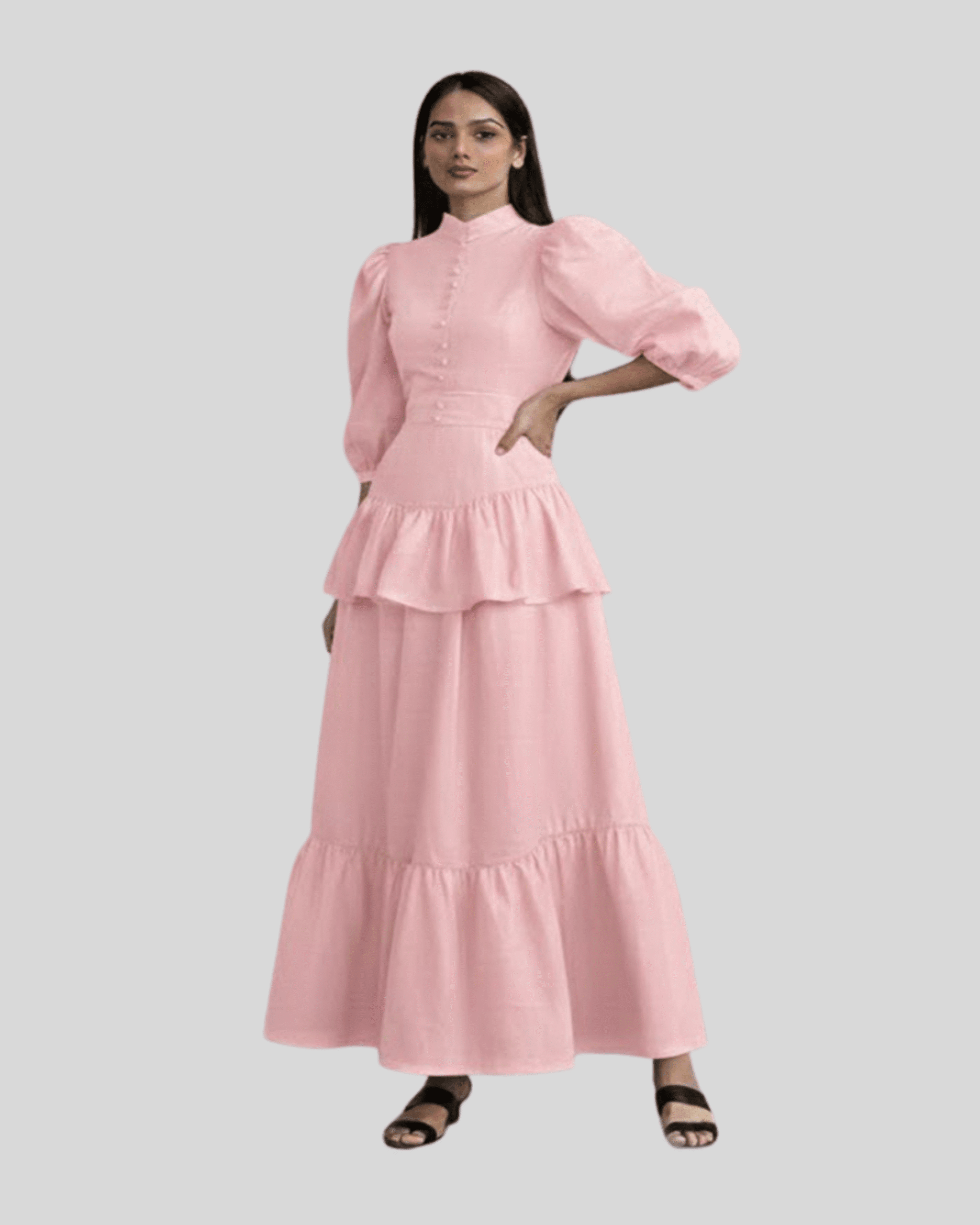 Pink top & skirt set color pink