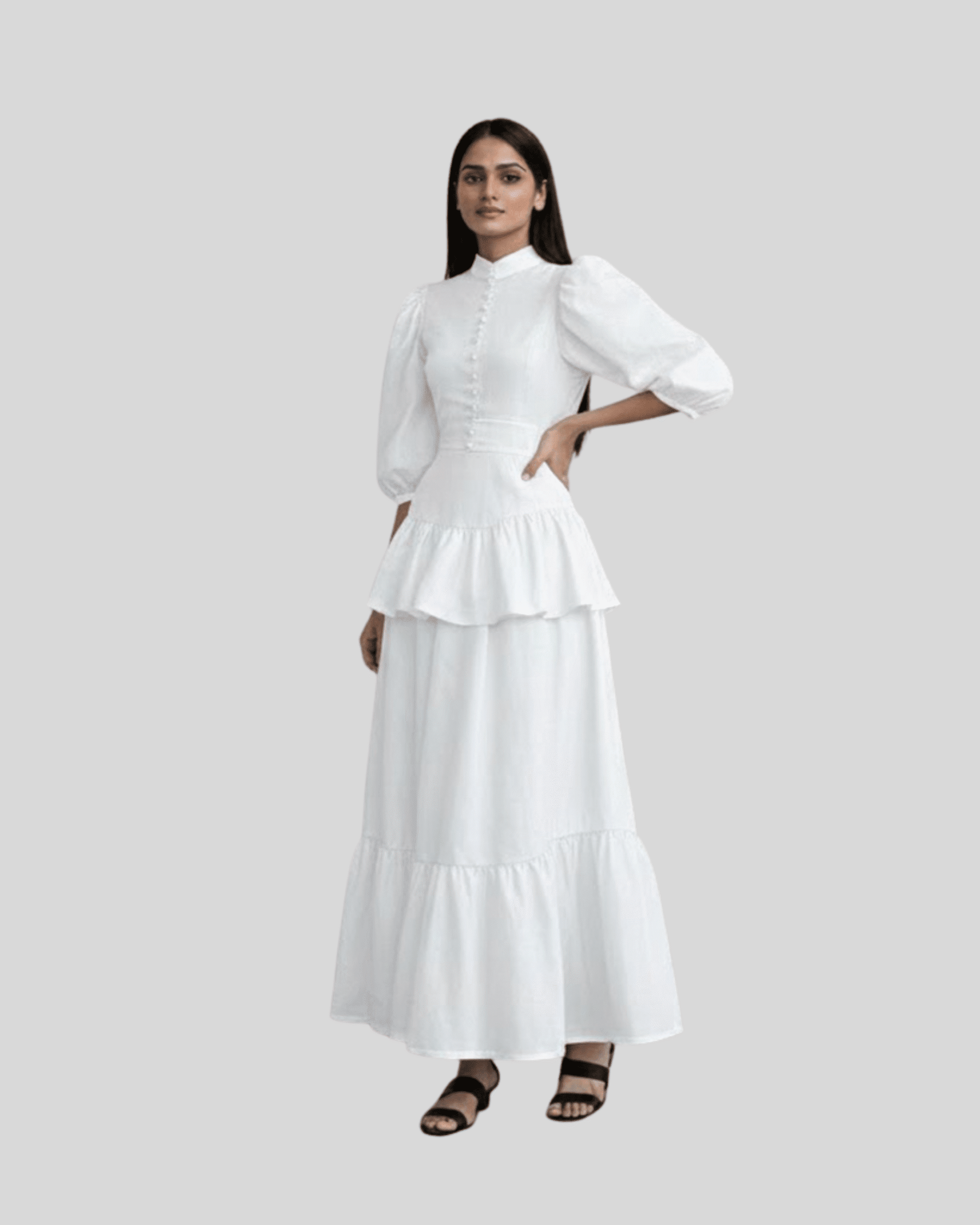 white  top & skirt set color white