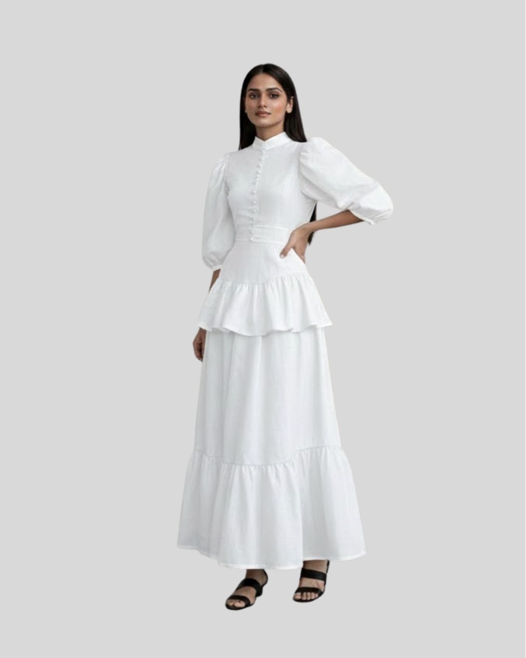 white  top & skirt set color white