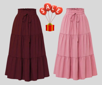 High Waisted Long Skirt for Women | Basic Color Collection | KSG World color pink mehroon