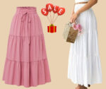 High Waisted Long Skirt for Women | Basic Color Collection | KSG World color white pink