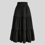 High Waisted Long Skirt for Women | Basic Color Collection | KSG World color Black