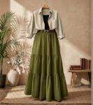 3-piece combo deal (1 Skirt + 1 Inner T-Shirt + 1 Button Down Shirt