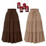 High Waisted Long Skirt for Women | Basic Color Collection | KSG World color beige  chocolate brown