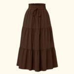 High Waisted Long Skirt for Women | Basic Color Collection | KSG World color chocolate brown