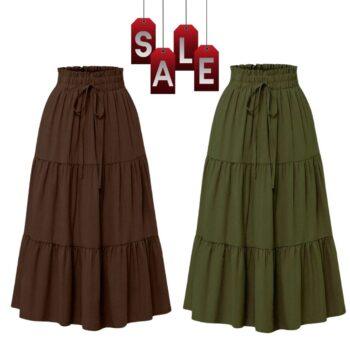 High Waisted Long Skirt for Women | Basic Color Collection | KSG World color chocolate brown Green