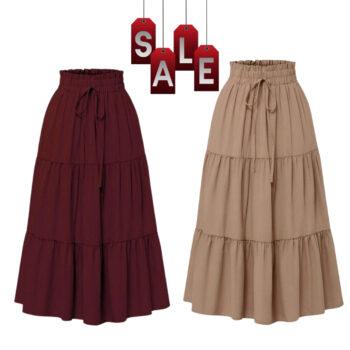 High Waisted Long Skirt for Women | Basic Color Collection | KSG World color Beige mehroon